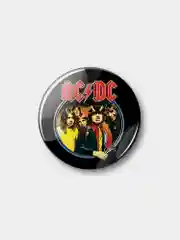 Желтый значок "AC/DC", 37 мм
