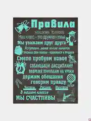 Черный картина на холсте "Правила нашего класса"