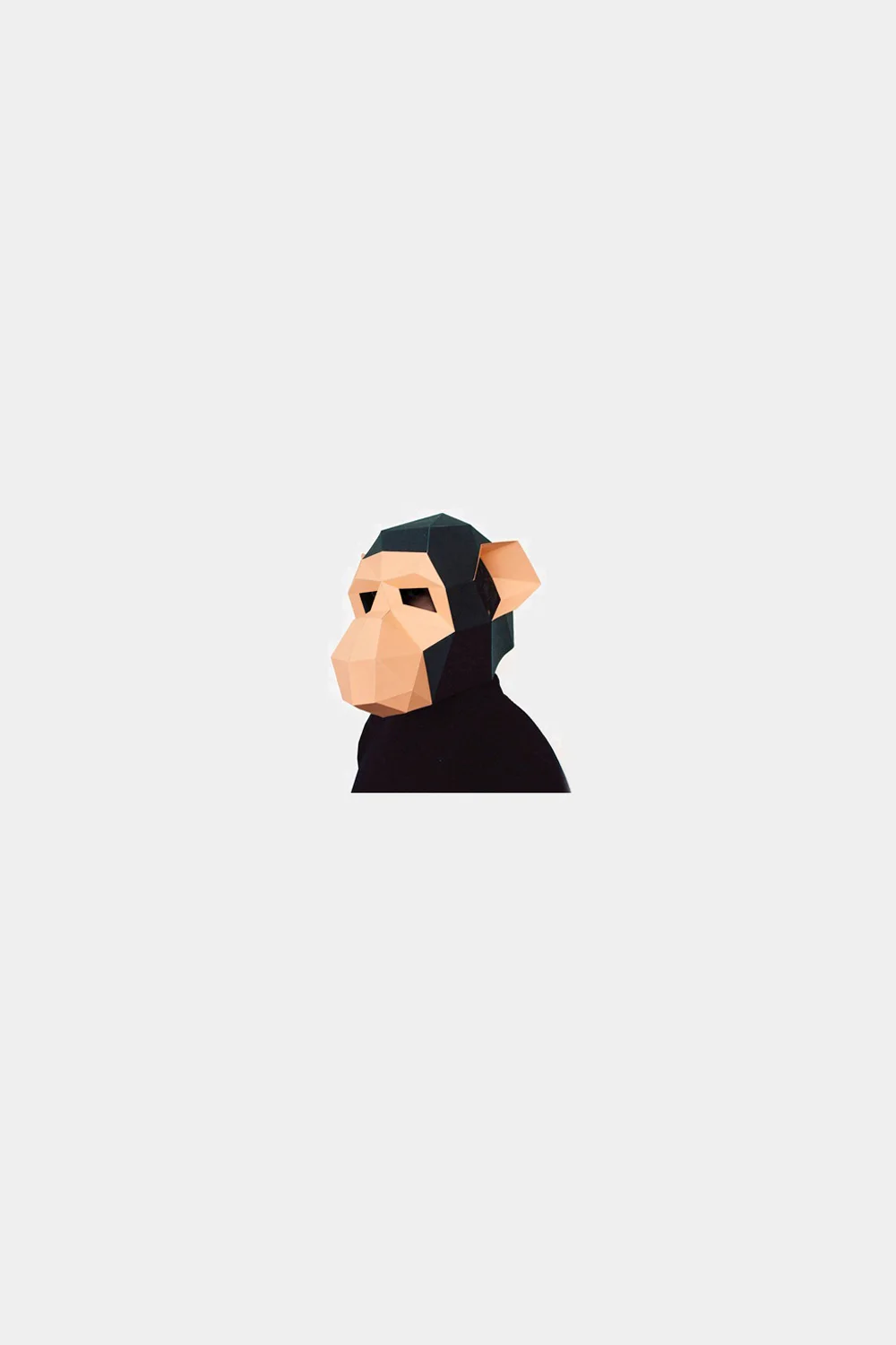 Черный papercaft модель-маска "MONKEY", набор для сборки из бумаги