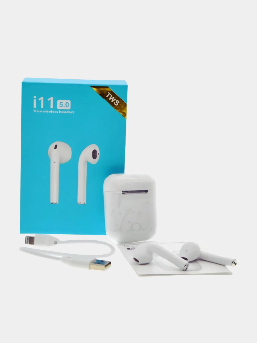 Белый наушники беспроводные Bluetooth i11 TWS