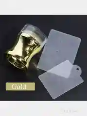Золотой штамп для стемпинга силиконовый + скрапер, прозрачный
