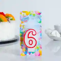 Свеча - цифра с цветным ободком от 0 - 9