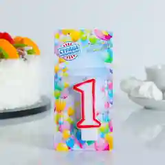 Свеча - цифра с цветным ободком от 0 - 9