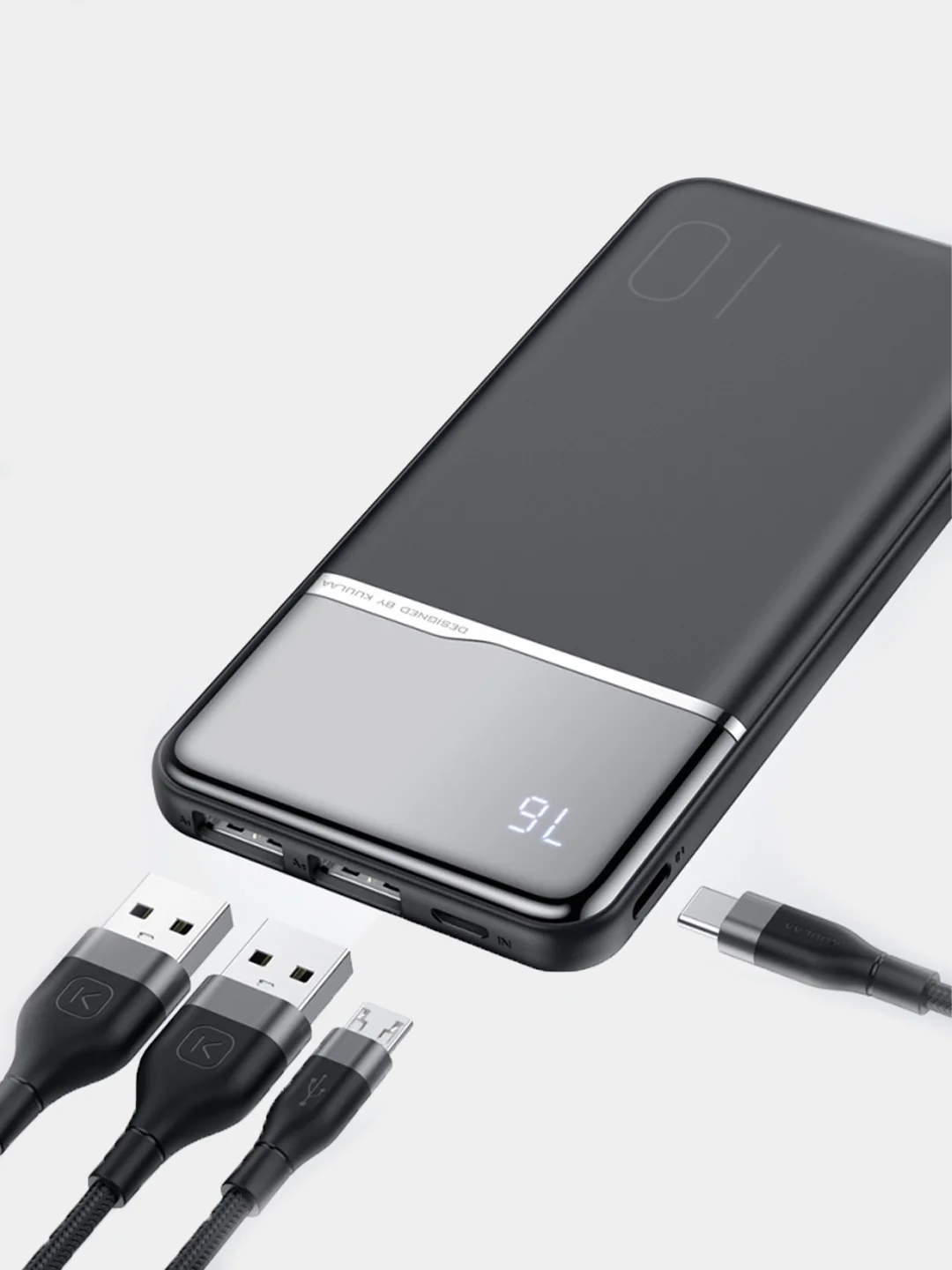 Черный внешний аккумулятор PowerBank KUULAA, 10000 mAh