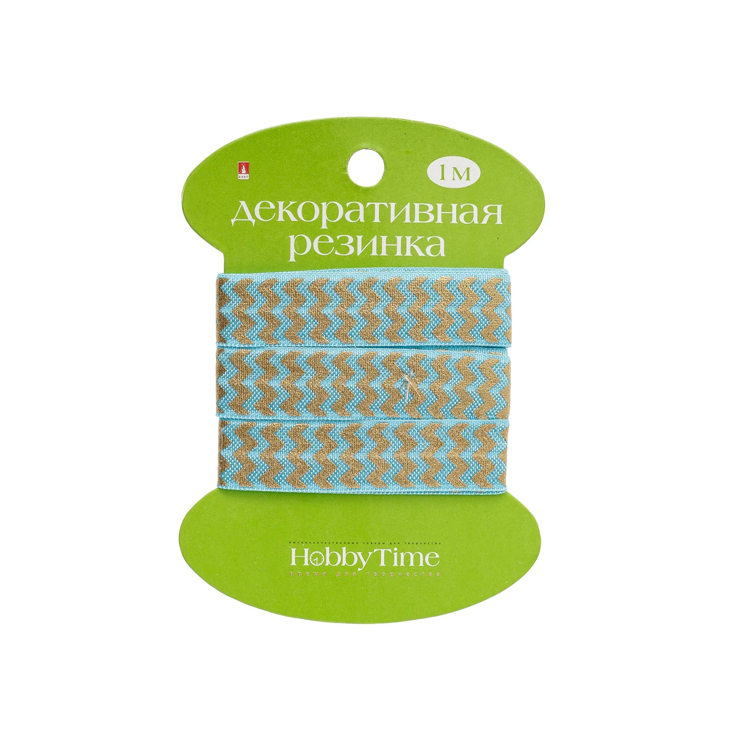 Синий меланж резинка декоративная, 1 м