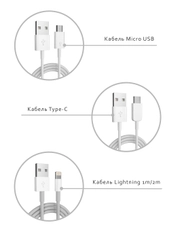Кабель - Lightning, Micro USB, Type-C