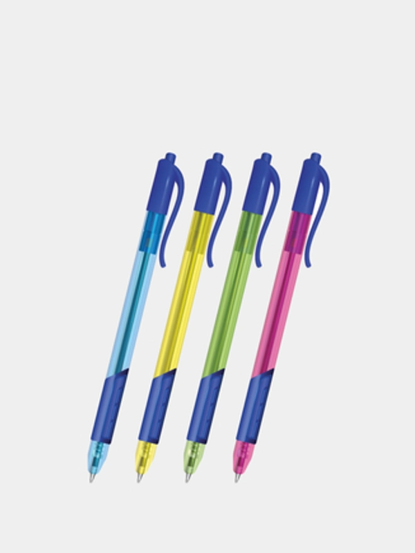 Ручка шариковая, масляная, автоматическая, с грипом, color mix, синяя, 0,7 мм