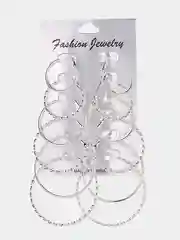 Серебряный женские серьги - кольца Конго, сережки набор из 6 пар