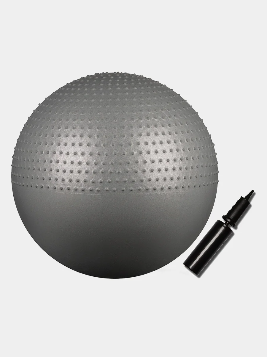 Серый мяч гимнастический массажный Indigo Anti-burst с насосом, 75 см