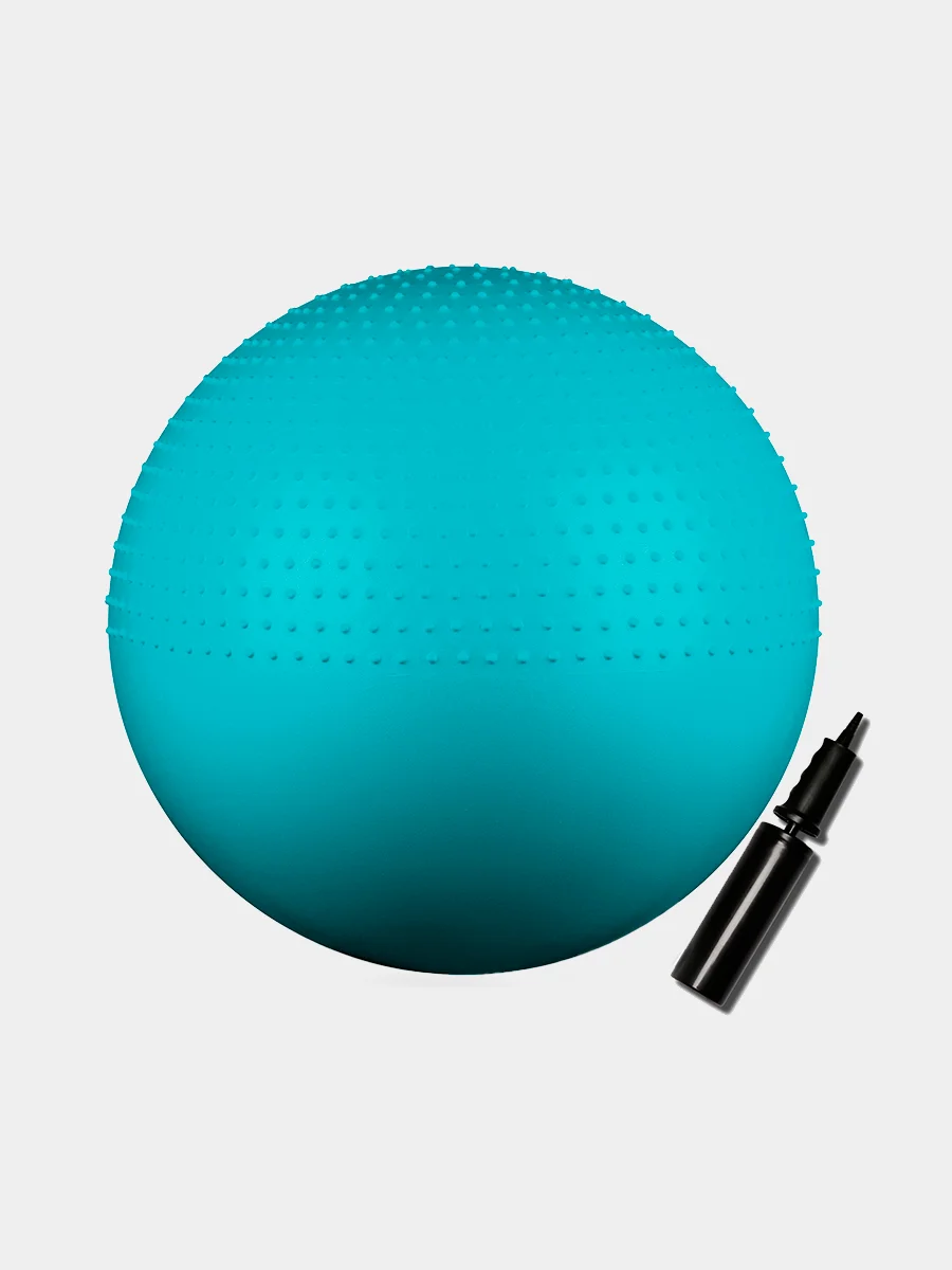 Бирюзовый мяч гимнастический массажный Indigo Anti-burst с насосом, 75 см