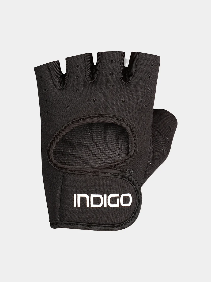 Черный перчатки для фитнеса женские Indigo с антискользящим резиновым напылением