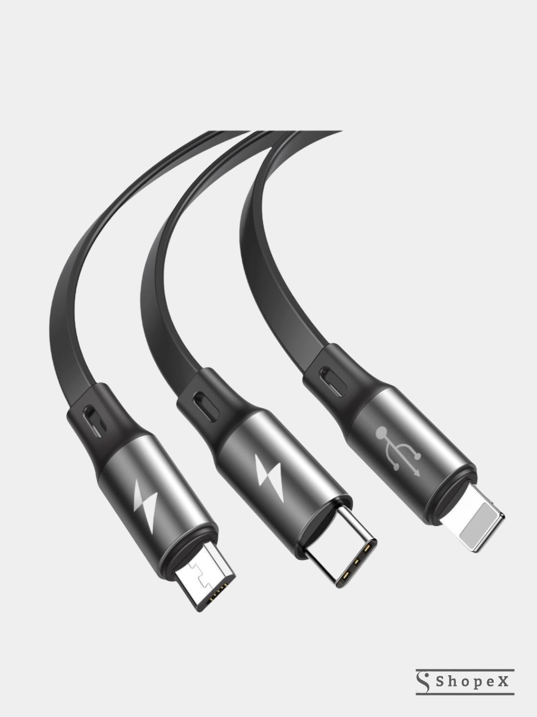 Кабель зарядки 3 в 1 Baseuse Fabric 3-in-1 Micro USB, Type-C, Lightning  (iPhone) 1,2 метра купить по цене 890 ₽ в интернет-магазине KazanExpress