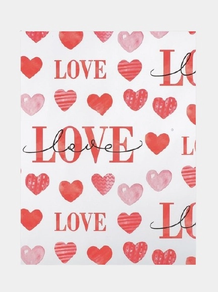 Бумага упаковочная, глянцевая, Love