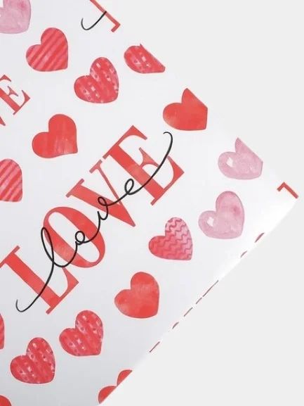Бумага упаковочная, глянцевая, Love