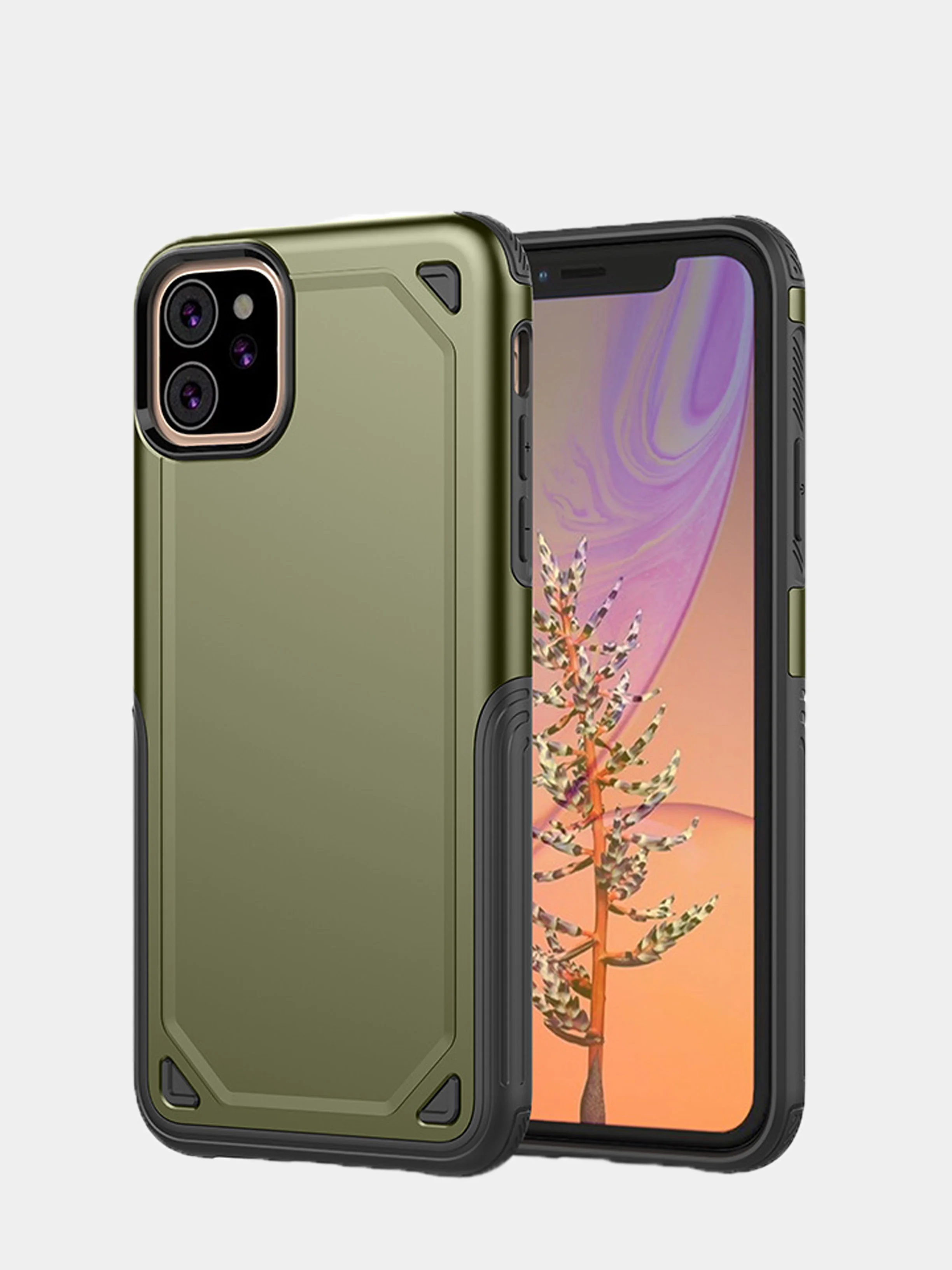 Оливковый мощный прорезиненный чехол для iPhone 11, 8 разных цветов