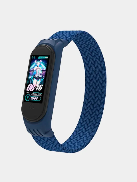 Синий плетеный ремешок для фитнес-браслетов Xiaomi Mi Band 3 / 4 / 5 / 6