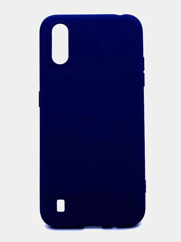 Темно-синий чехол силиконовый с микрофиброй внутри для Samsung (самсунг) Galaxy A01