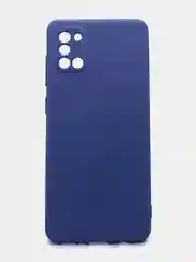 Синий меланж чехол силиконовый с микрофиброй внутри и защитой камеры для Samsung (самсунг) Galaxy A12
