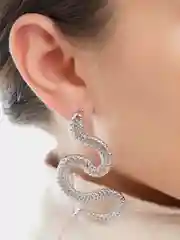 Серебряный серьги бижутерия в виде змеи