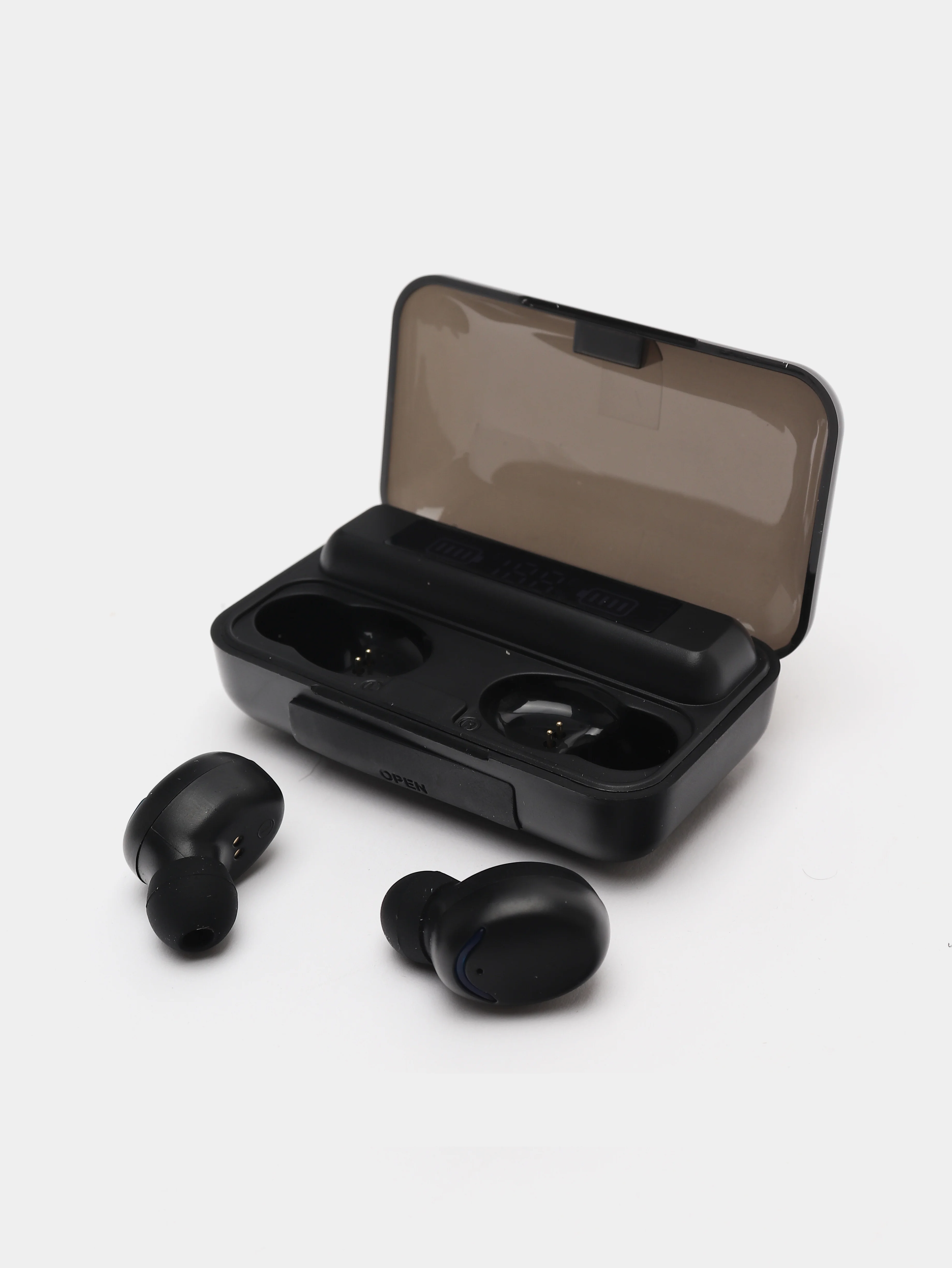 Черный беспроводные Bluetooth наушники, с микрофоном и внешним аккумулятором, TWS BTH-F9-5