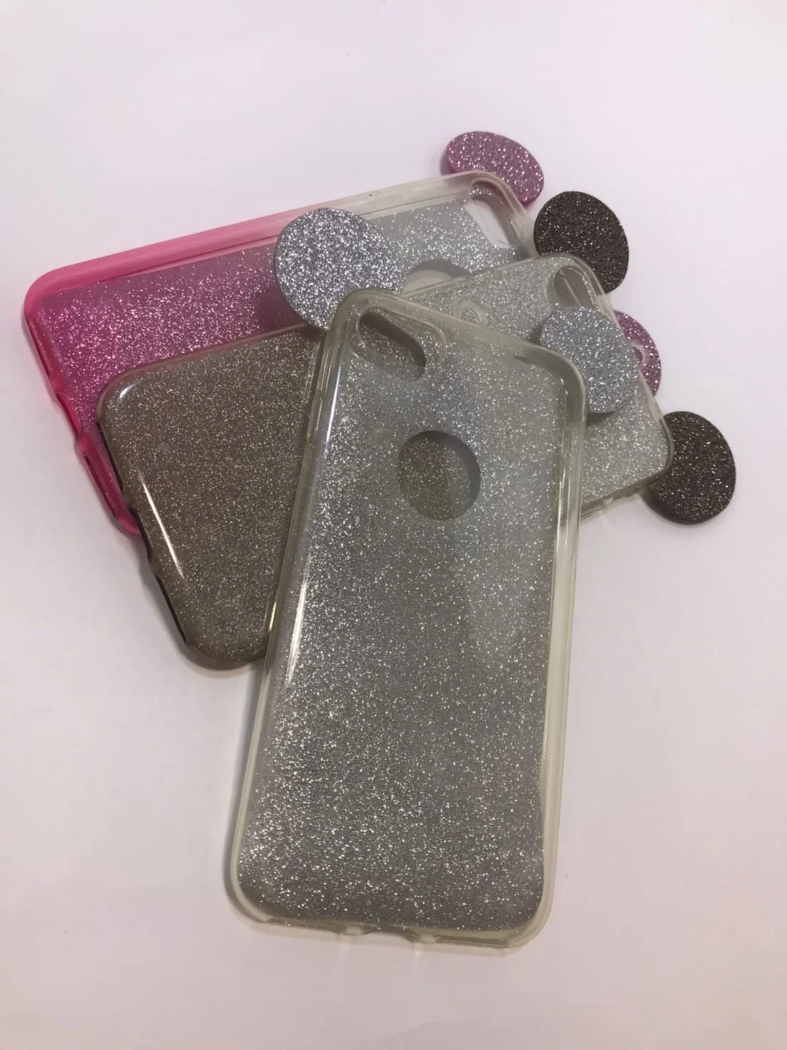 Серебряный защитный силиконовый чехол для iphone 7, iphone 8, с ушами мики мауса