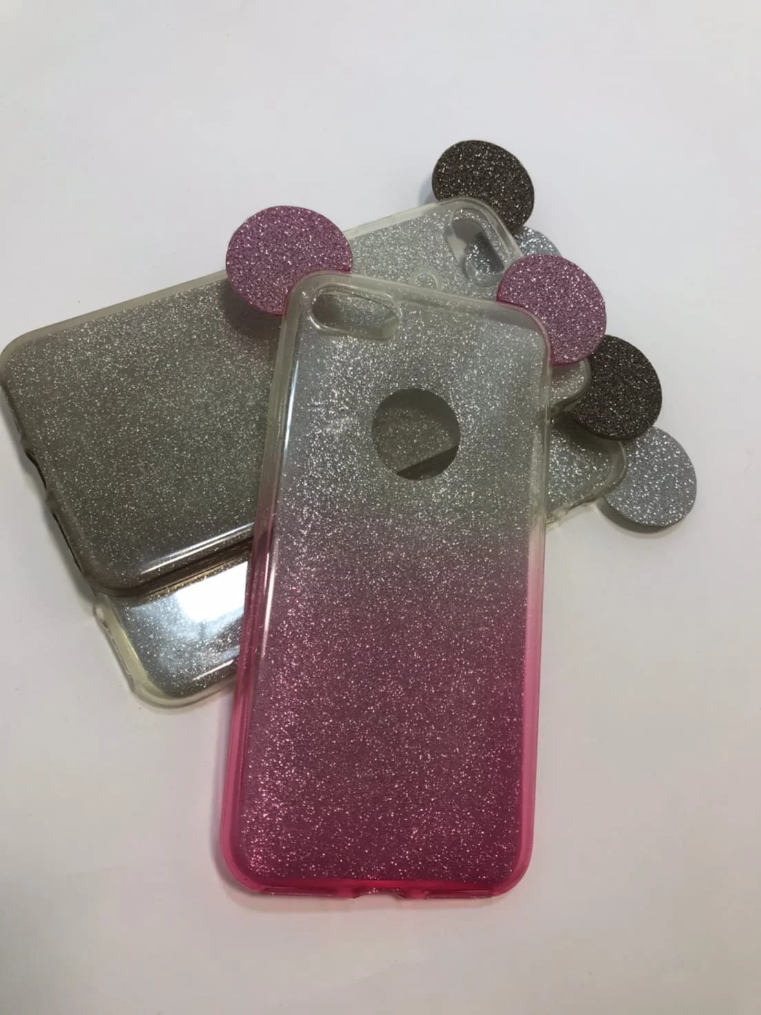 Розовый защитный силиконовый чехол для iphone 7, iphone 8, с ушами мики мауса
