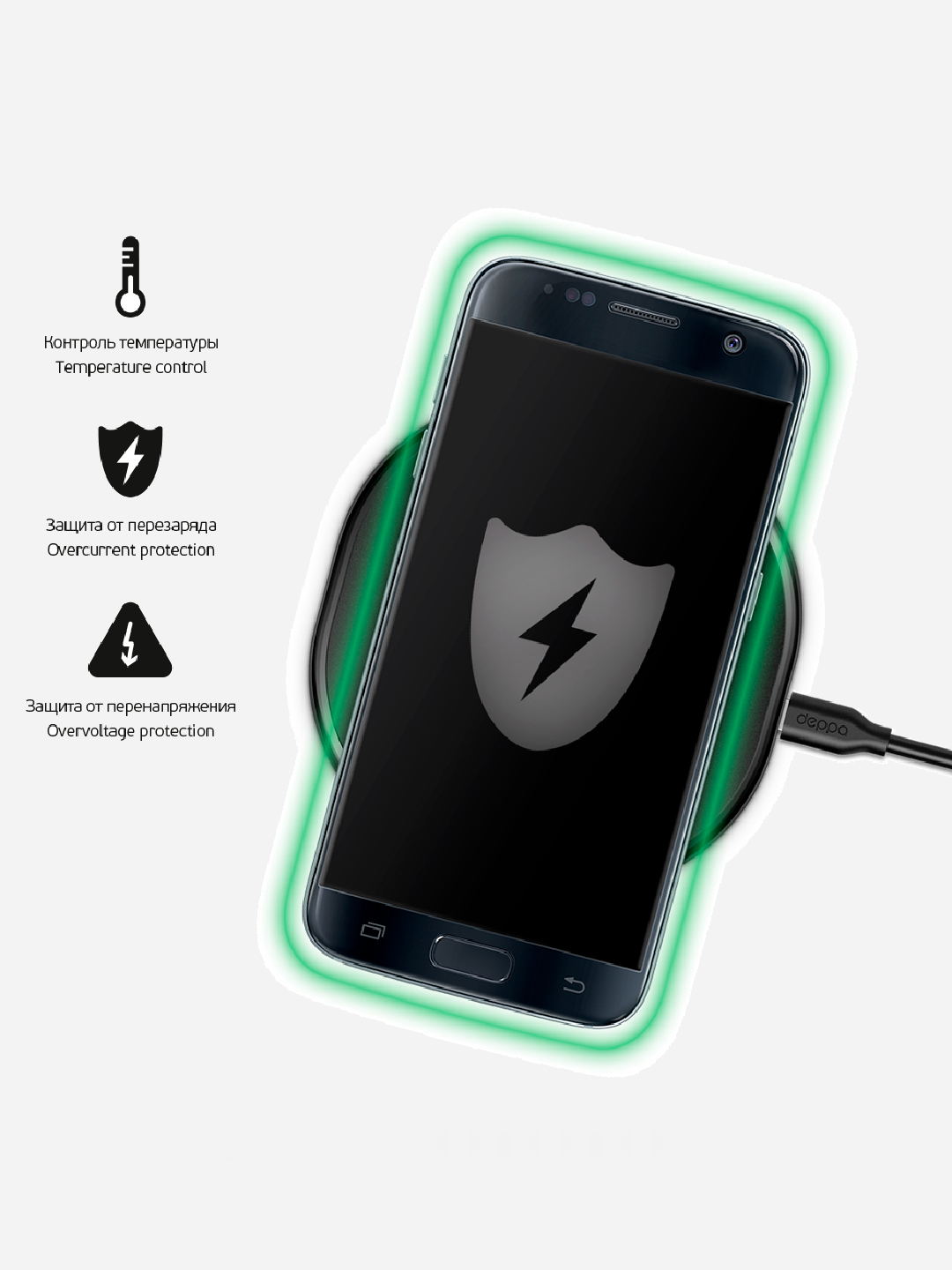 Беспроводное ЗУ Qi Fast Charger, 10W, стандарт Qi, черный, Deppa купить по  цене 799 ₽ в интернет-магазине Магнит Маркет