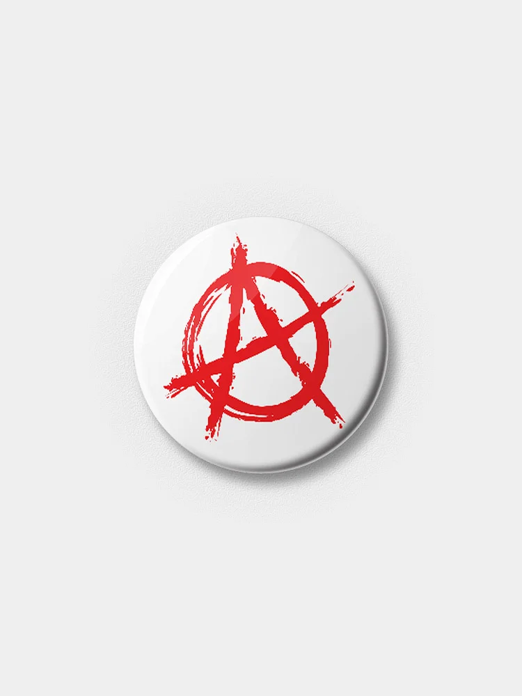 Белый значок "Анархия", 25 мм
