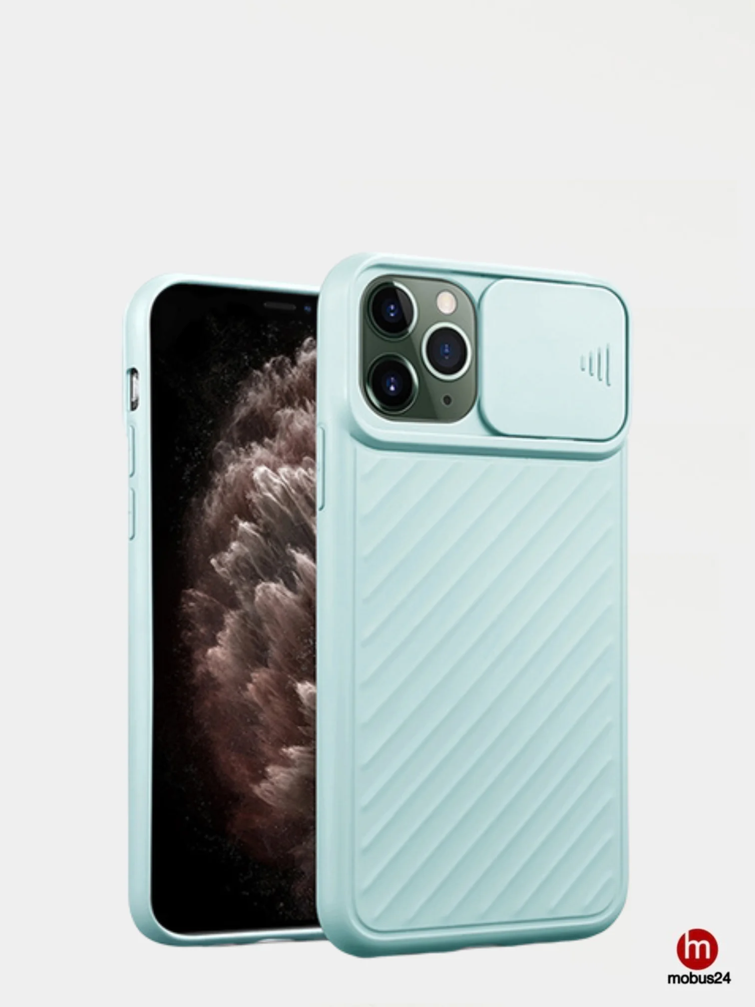 Бирюзовый матовый, чехол с защитой камеры iPhone 12, 12 Pro, 6.1