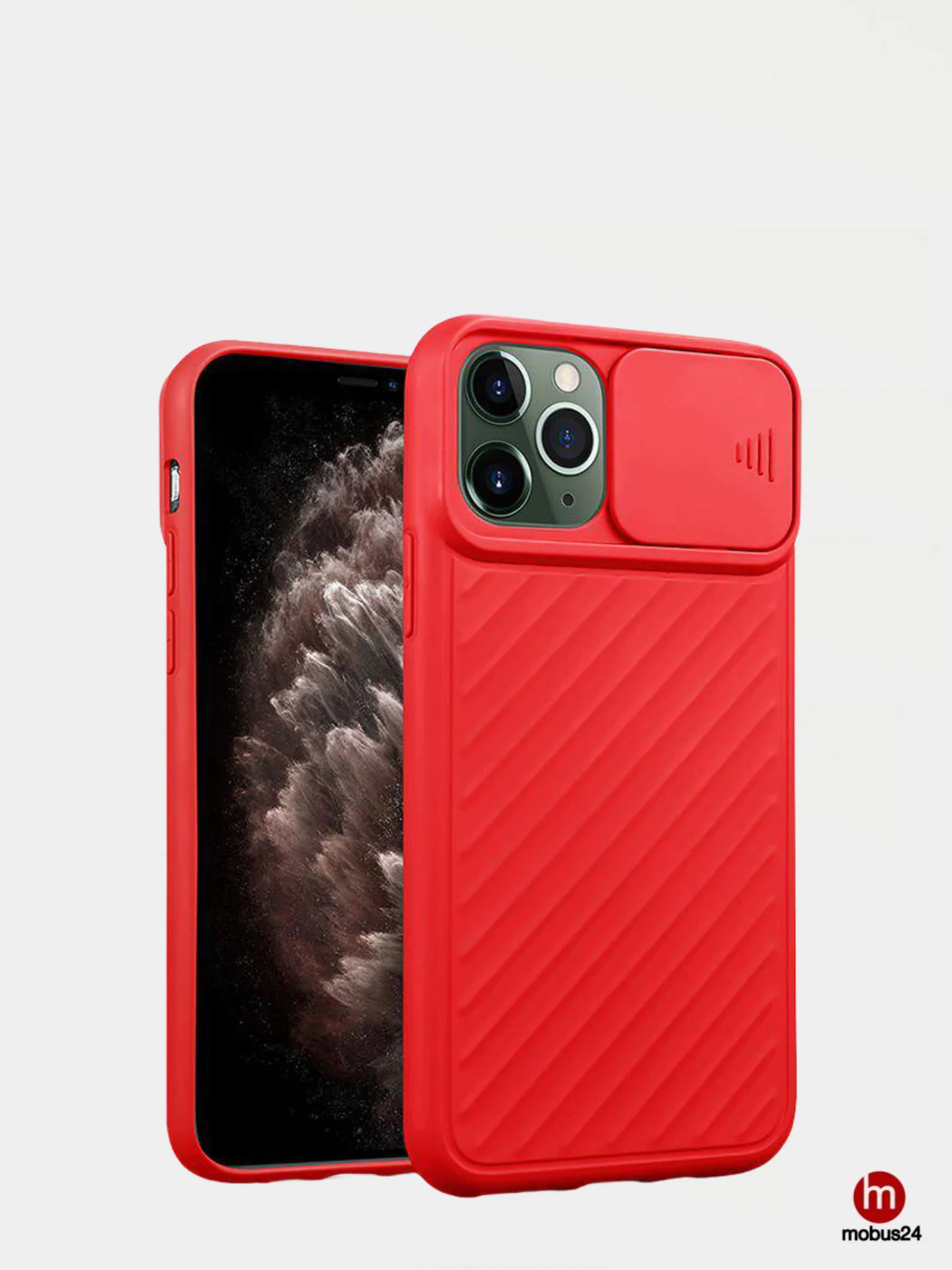 Красный матовый, чехол с защитой камеры iPhone 12, 12 Pro, 6.1