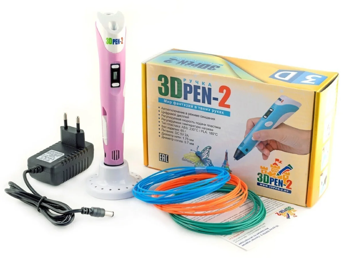Голубой 3d PEN-2. 3Д ручка второго поколения + стержни PLA для пробы (3DPEN-2 / 3D / 3Д ручка)