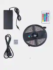 Светодиодная новогодняя лента с пультом, 5 метров, блок питания RGB и White белый цвет