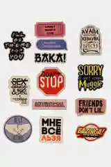 Багровый значки деревянные "Friends", "Avada kedavra", "Bazinga"