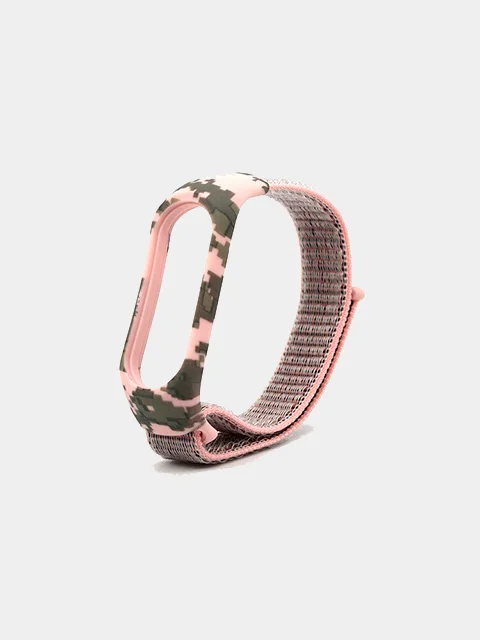 Розовый нейлоновый ремешок для Xiaomi Mi Band 3 / 4 / 5 / 6