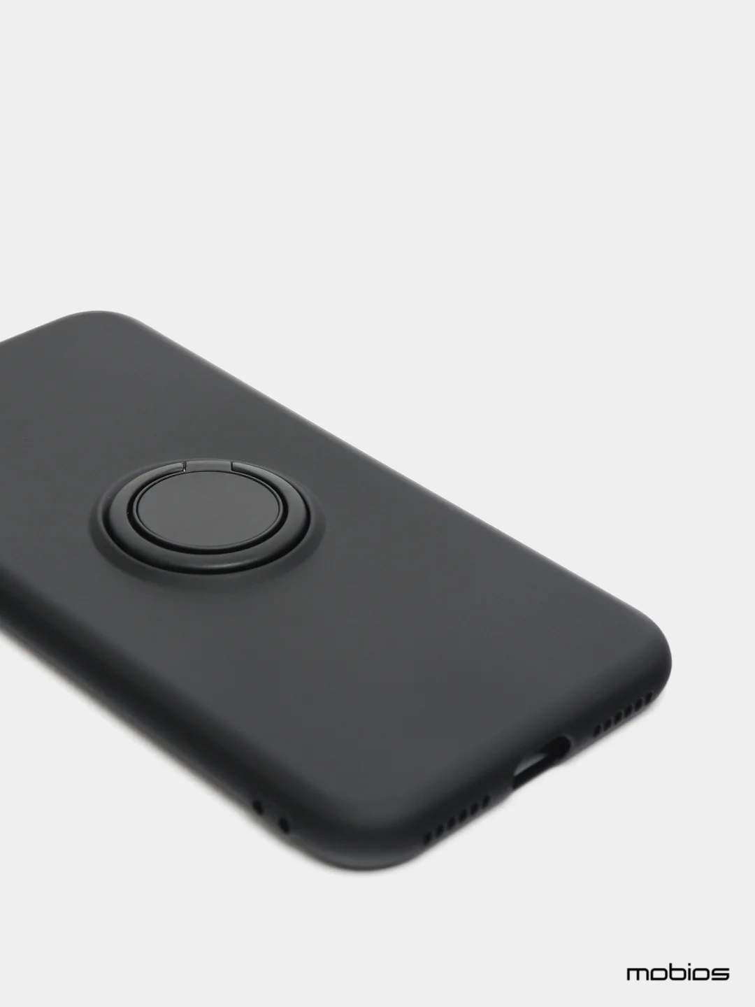 Черный чехол силиконовый с кольцом на iPhone 12 Pro Max mobios