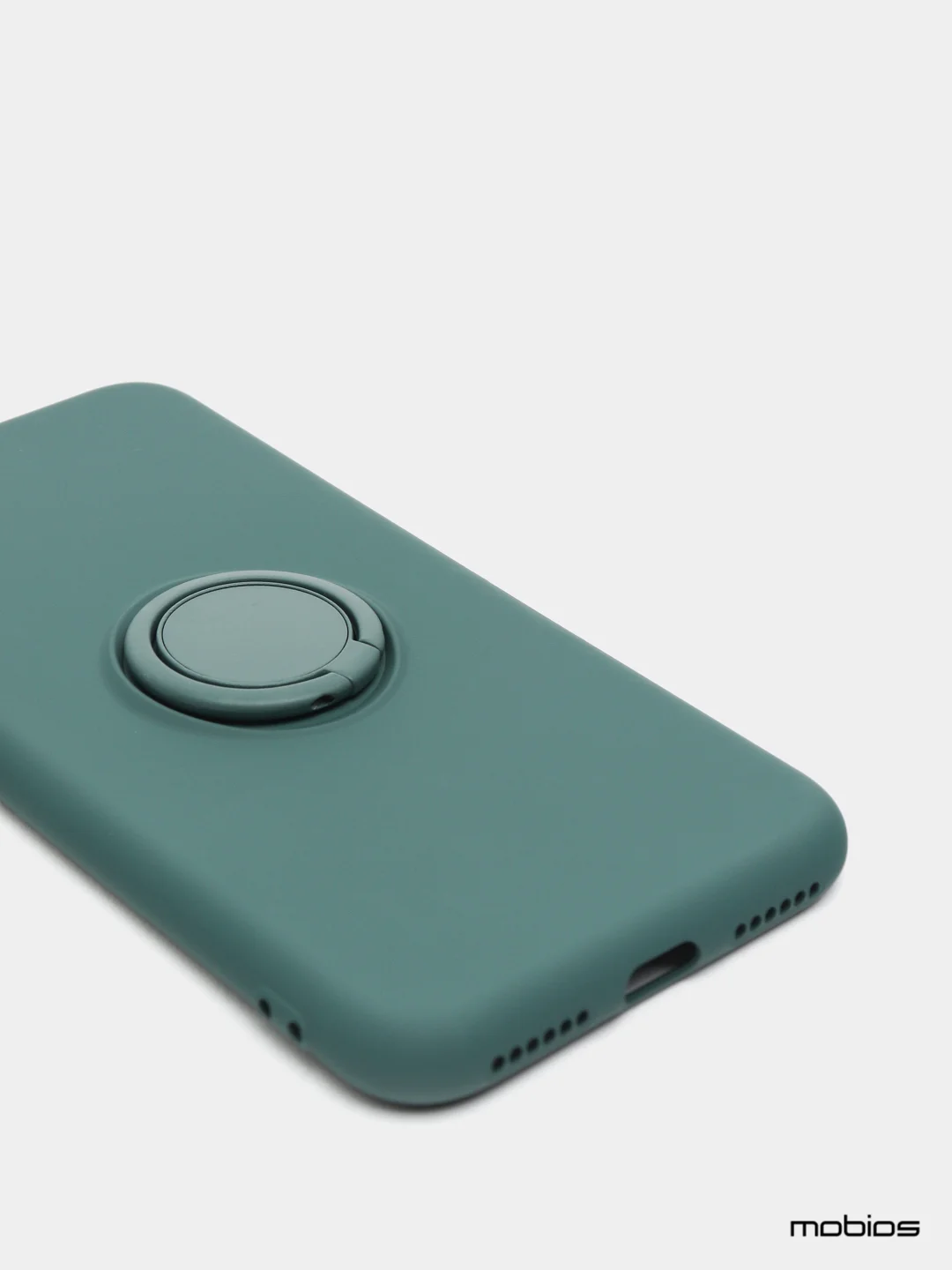 Зеленый чехол силиконовый с кольцом на iPhone 12 Pro Max mobios