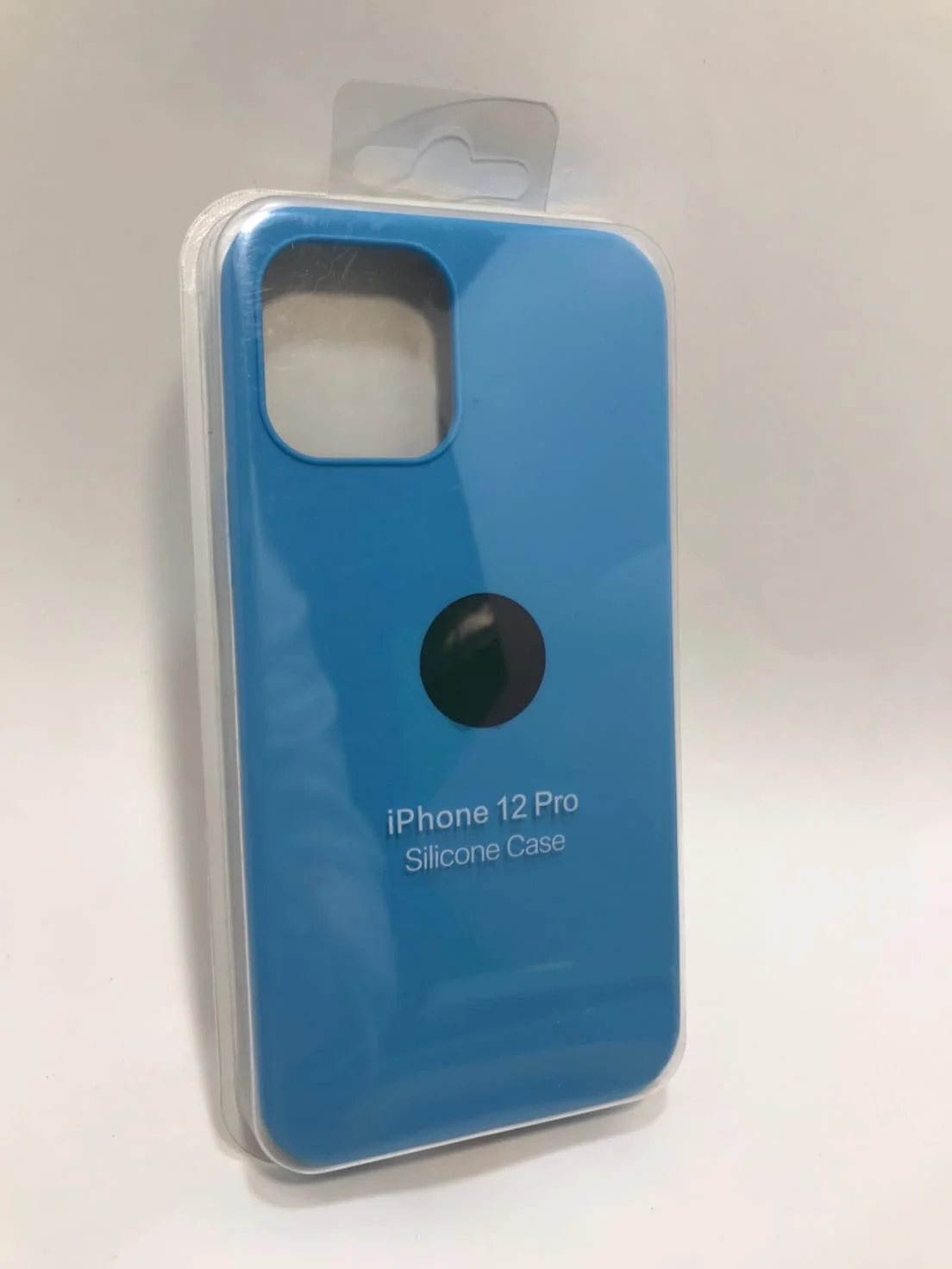 Голубой защитный силиконовый чехол для iPhone 12 Pro, с яблоком