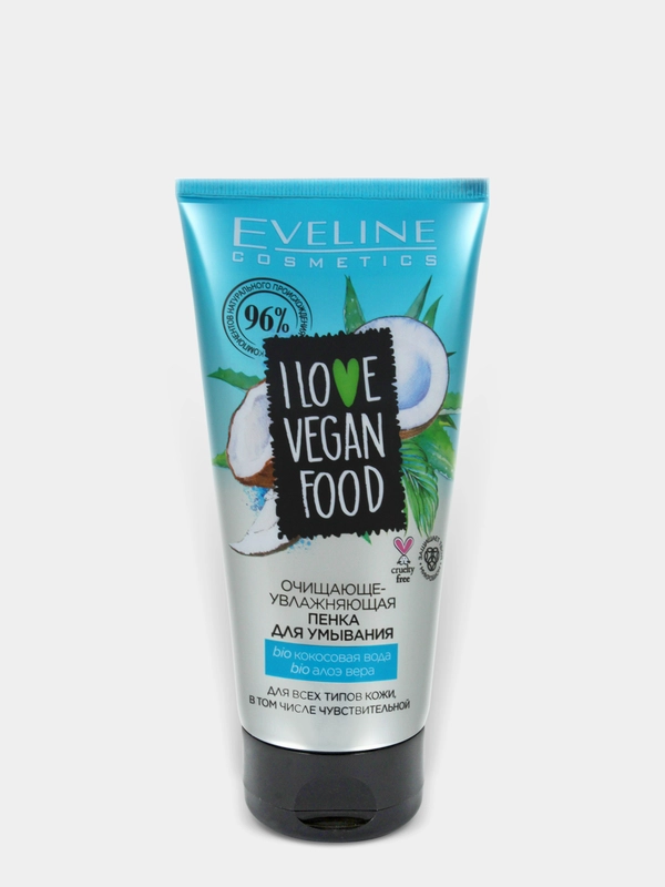 Eveline Cosmetics Пенка для умывания I LOVE VEGAN FOOD, очищающе-увлажняющая, 175 мл