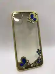 Синий силиконовый чехол iPhone 7, iPhone 8, в золотой окантовке, сердце, бабочки, в серебре