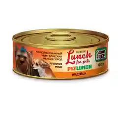 Корм для собак мелких пород "Lunch for pets" рубленное мясо с индейкой, консервы 100 г.