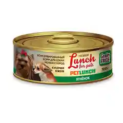 Корм для собак мелких пород Lunch for pets, ягненок, рубленое мясо, консервы 100 г.