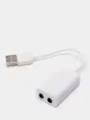 Внешняя звуковая аудиокарта USB 7,1, белая, для микрофона в компьютер или ноутбук 2 входа