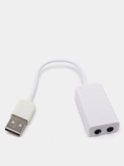 Внешняя звуковая аудиокарта USB 7,1, белая, для микрофона в компьютер или ноутбук 2 входа