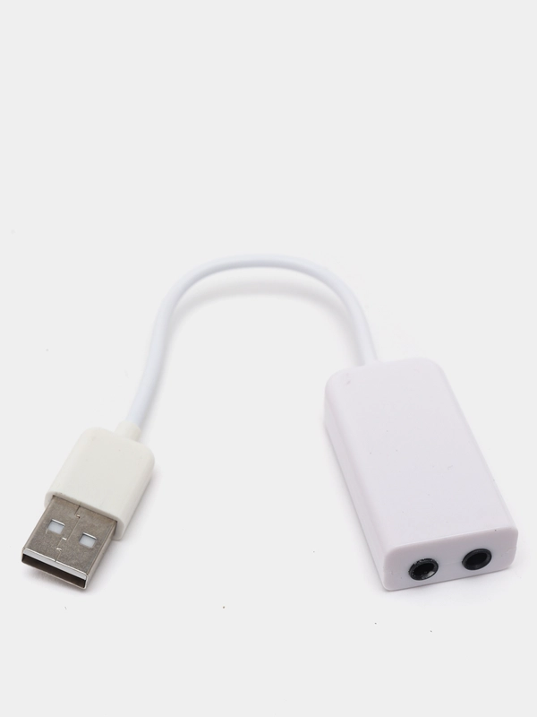 Внешняя звуковая аудиокарта USB 7,1, белая, для микрофона в компьютер или ноутбук 2 входа