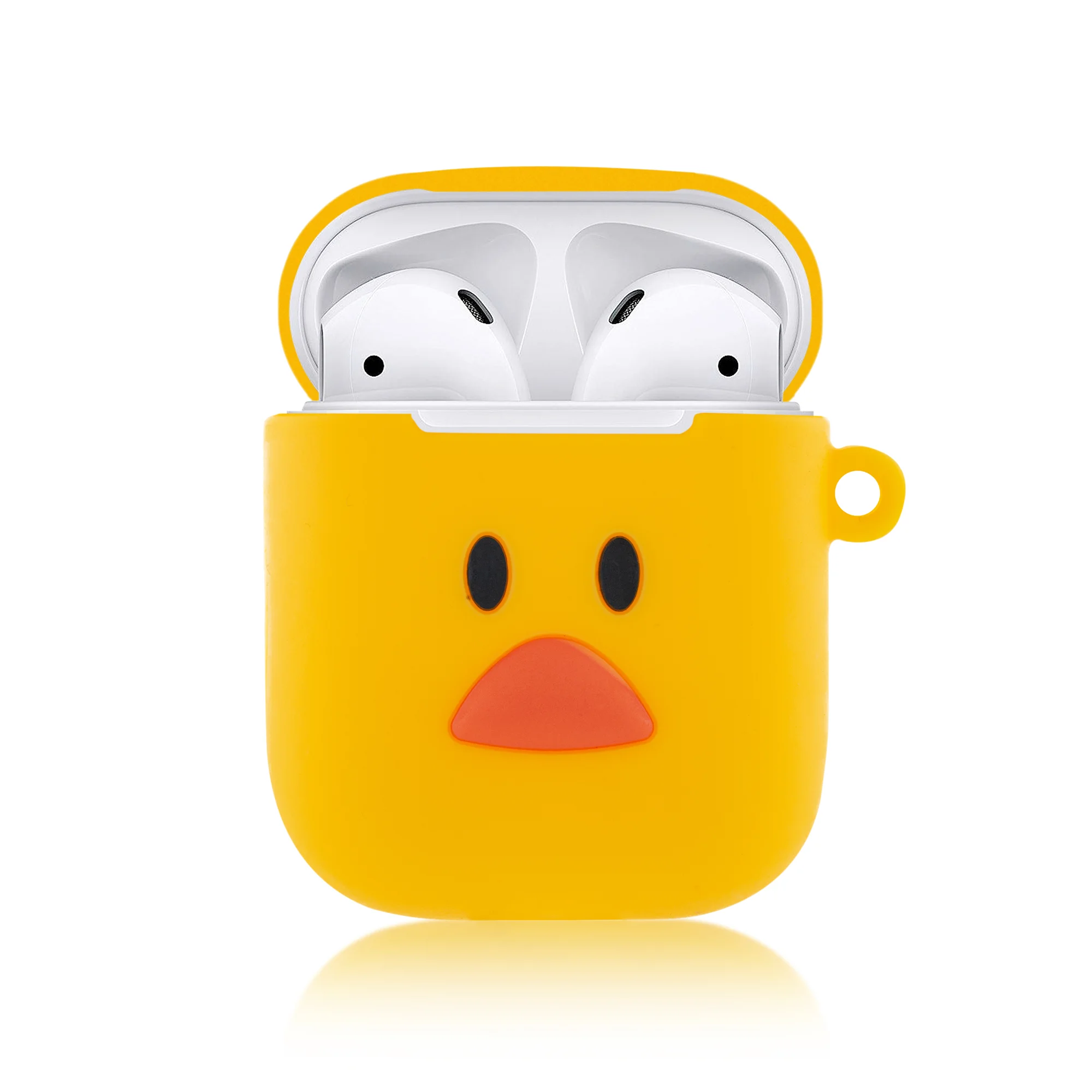 Желтый чехол силиконовый для AirPods 2 Корпорация монстров, Бэтмен, Утенок, Минни Маус, карабином