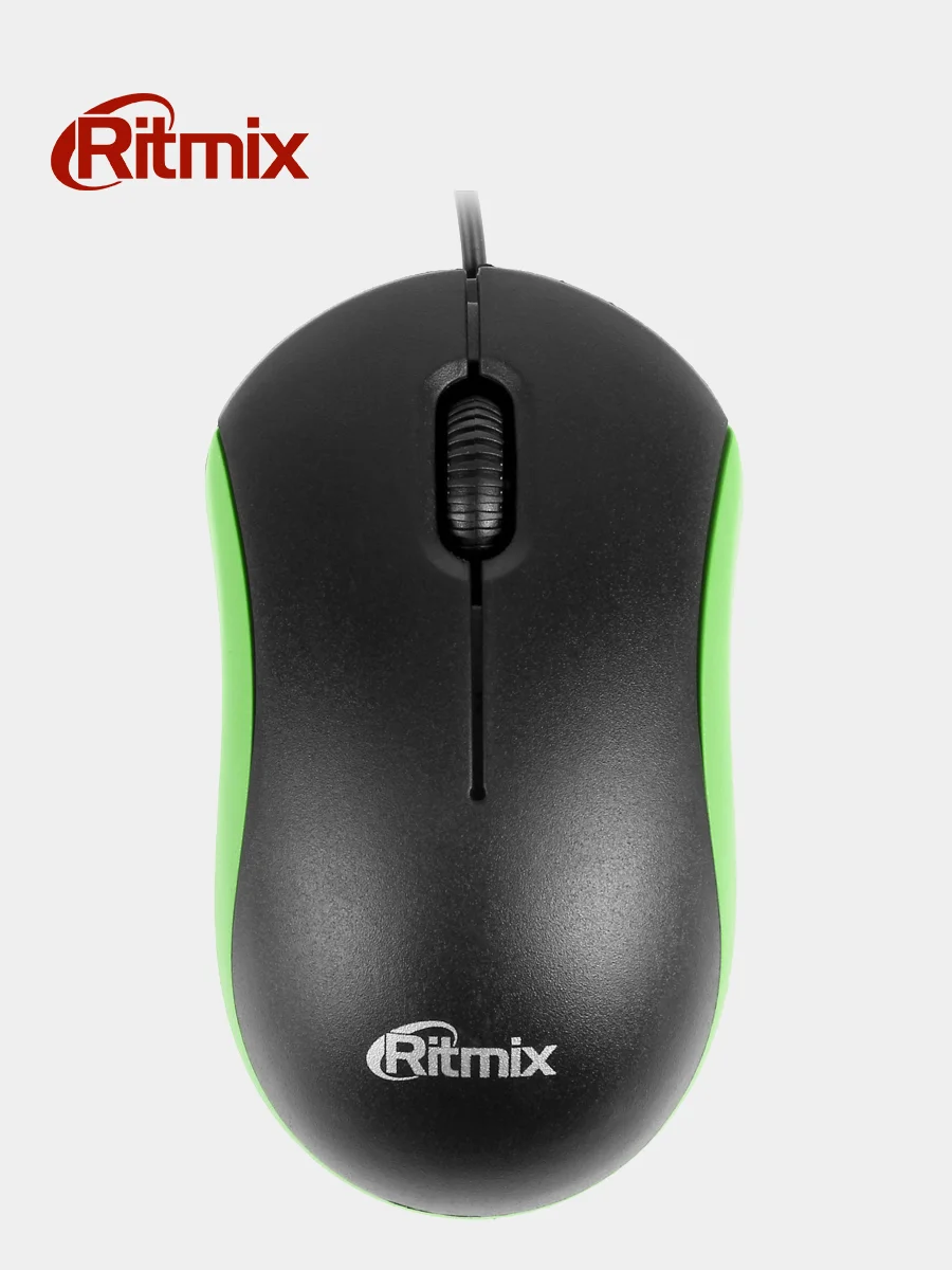 Зеленый мышь проводная Ritmix ROM-111 (оптическая, 3 кн., USB, 800 dpi)