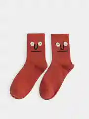 Красный женские носки со смайликами