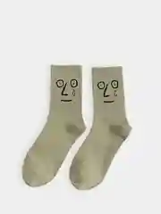 Оливковый женские носки со смайликами