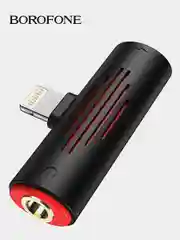 Переходник с Lightning на Jack 3.5 мм + Lightning, Borofone BV7, чёрный