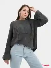 Угольный свитер вязаный оверсайз крупной вязки Knit